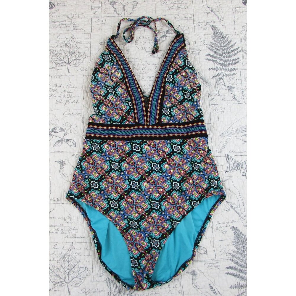 EUC $148 Anthropologie Nanette lepore Paloma Maillot Swimsuit WOMENS SZ L